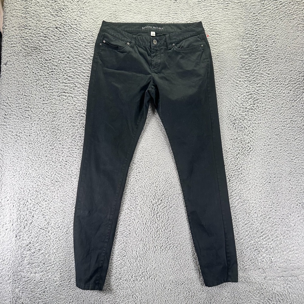 Banana Republic Pant Womens 8 Black Chino Skinny Business Career Preppy Stretch